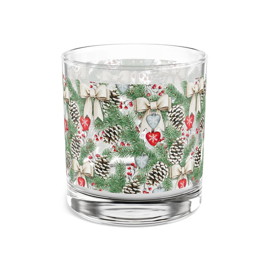 Christmas Rocks Glass - Snowy Pine & Pinecone Whiskey Tumblers