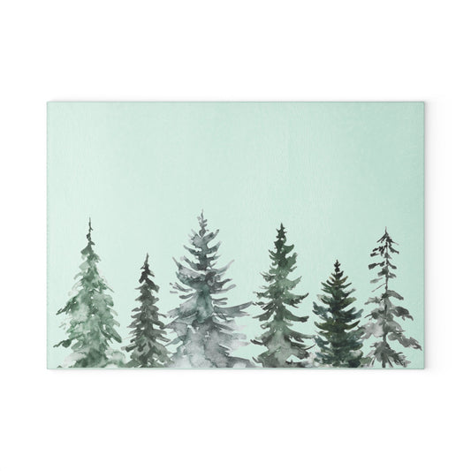Festive Pine Tree Glass Cutting Board