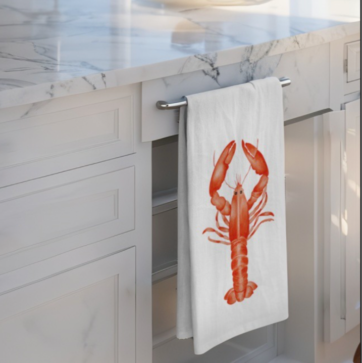 Lobster Print Tea Towel