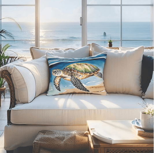 Turtle Coastal Throw Pillow