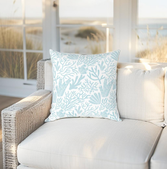 Coastal Reef Print Throw Pillow