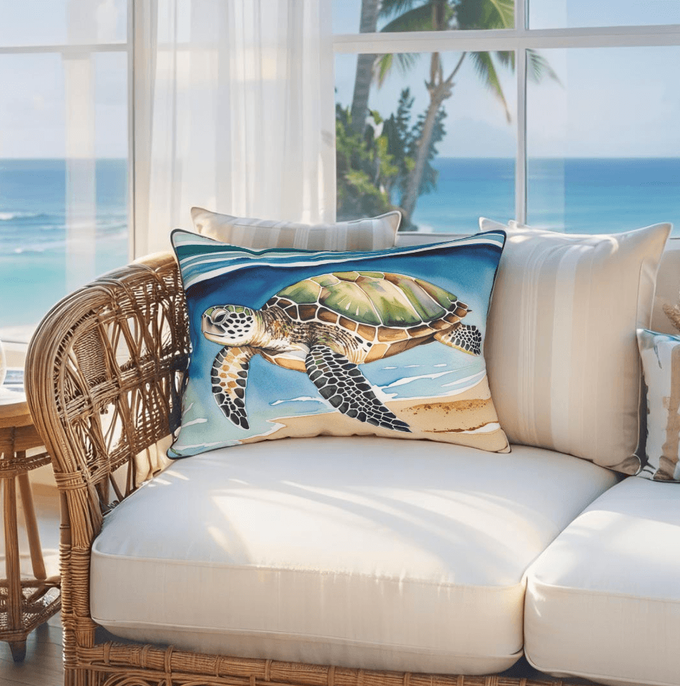 Turtle Coastal Throw Pillow