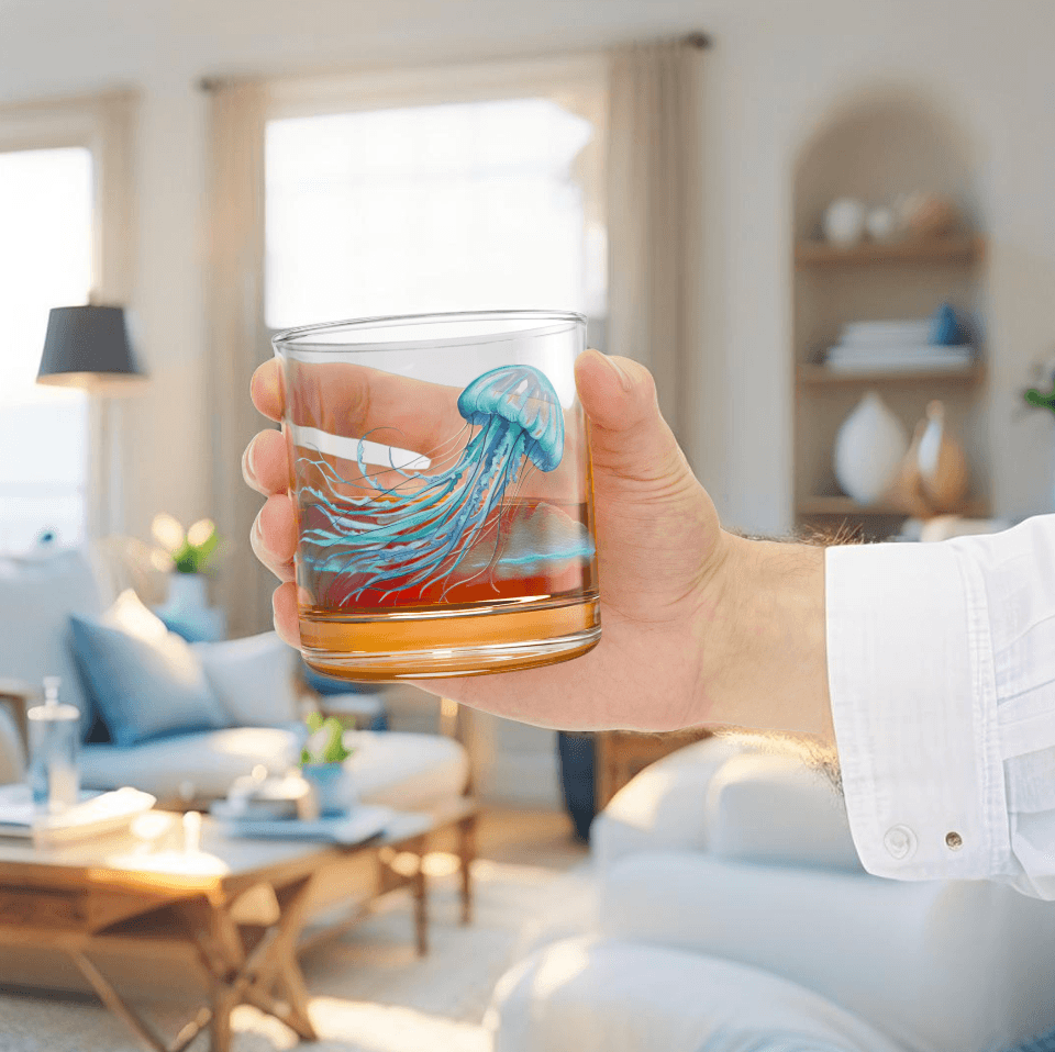 Artistic Jellyfish Rocks Glass