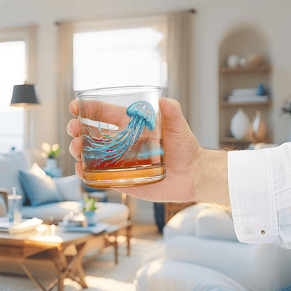 Artistic Jellyfish Rocks Glass