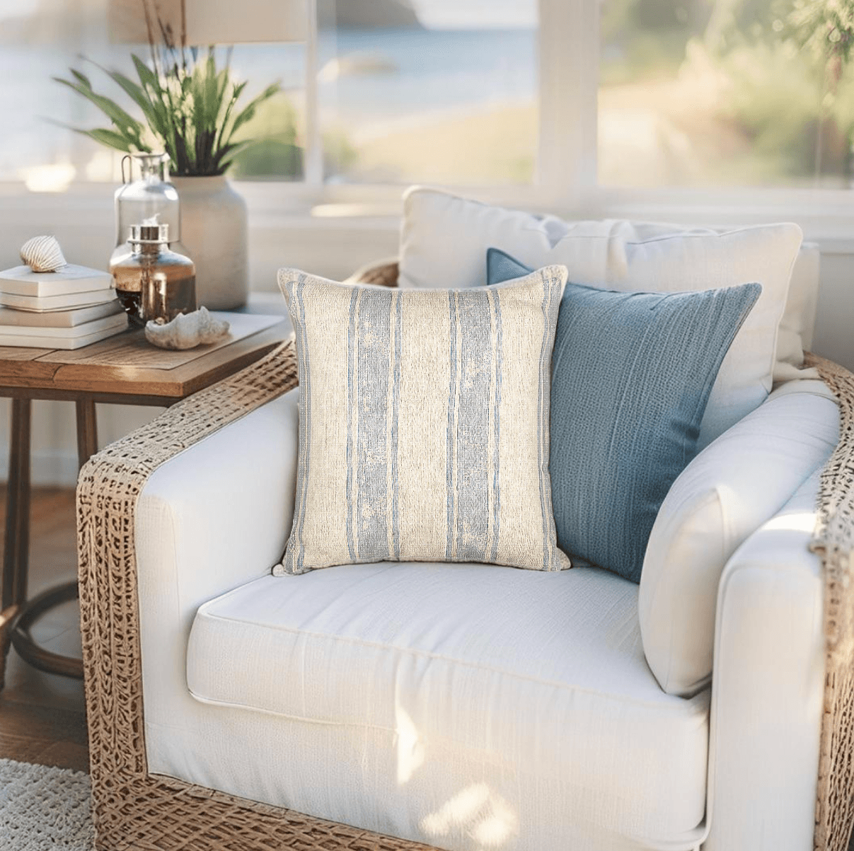 Coastal Striped Throw Pillow