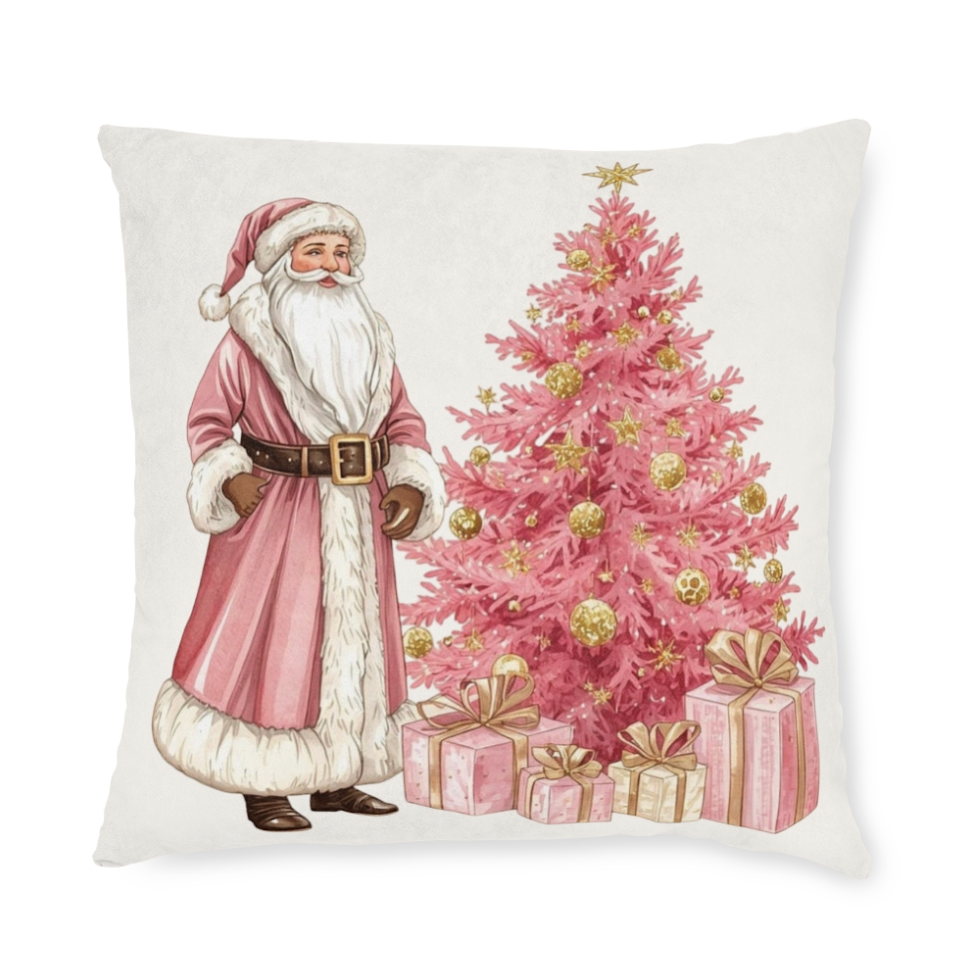 Pink Santa Christmas Throw Pillow