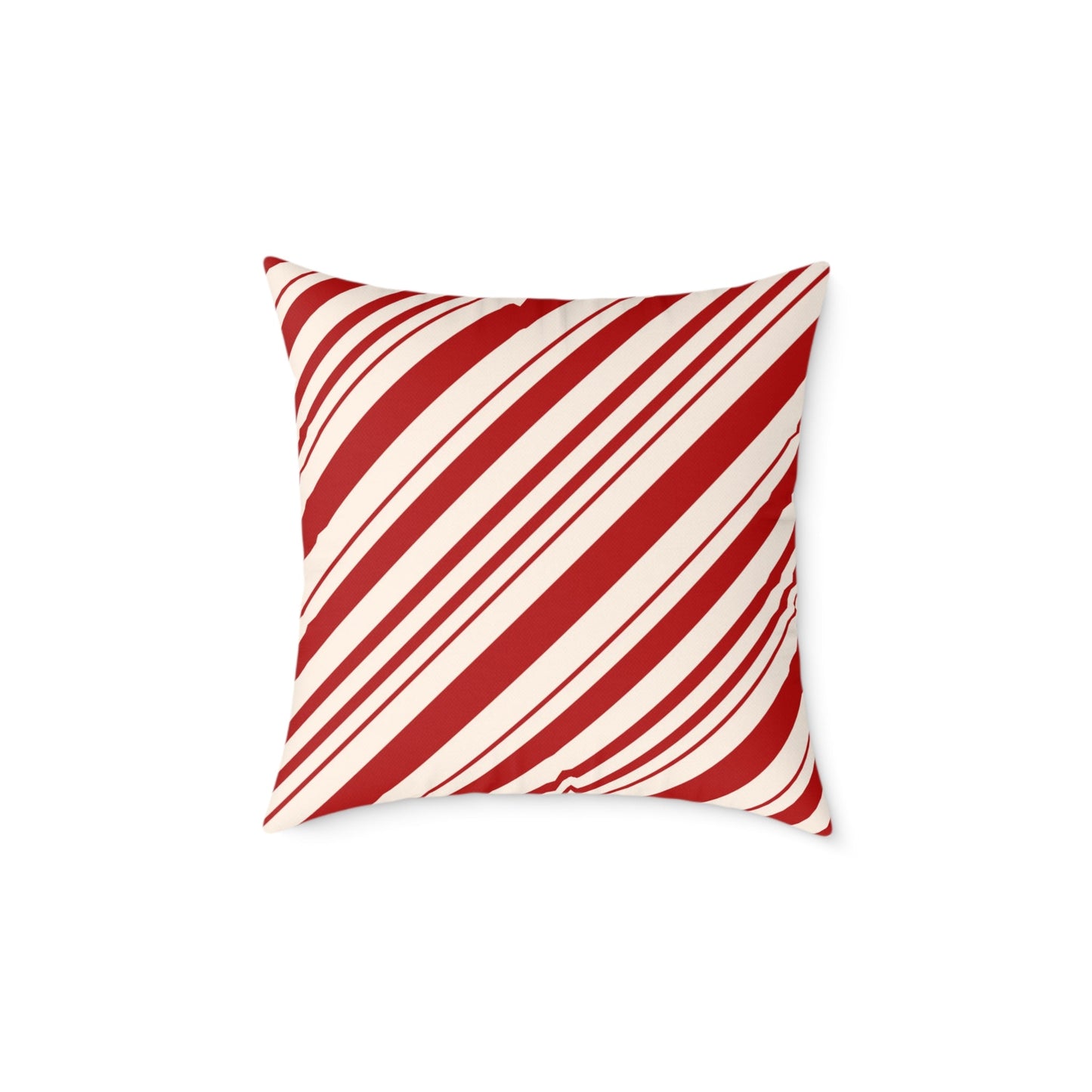 Red and White Striped Christmas Throw Pillow