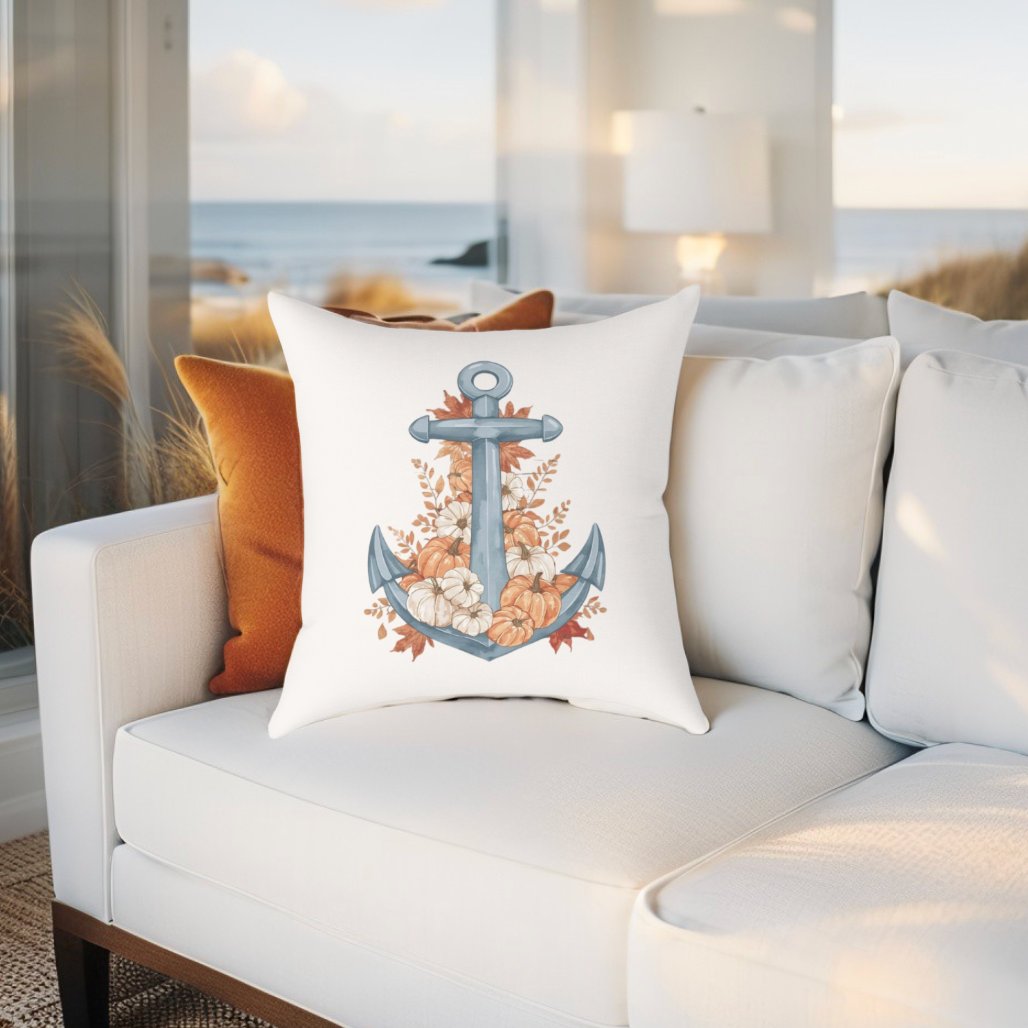 Fall Coastal Anchor Throw Pillow