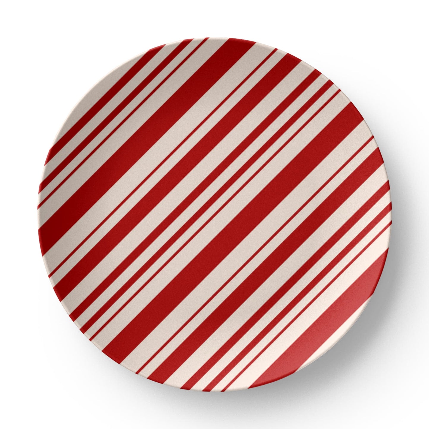 Red and White Striped Ceramic Christmas Dinner Plate