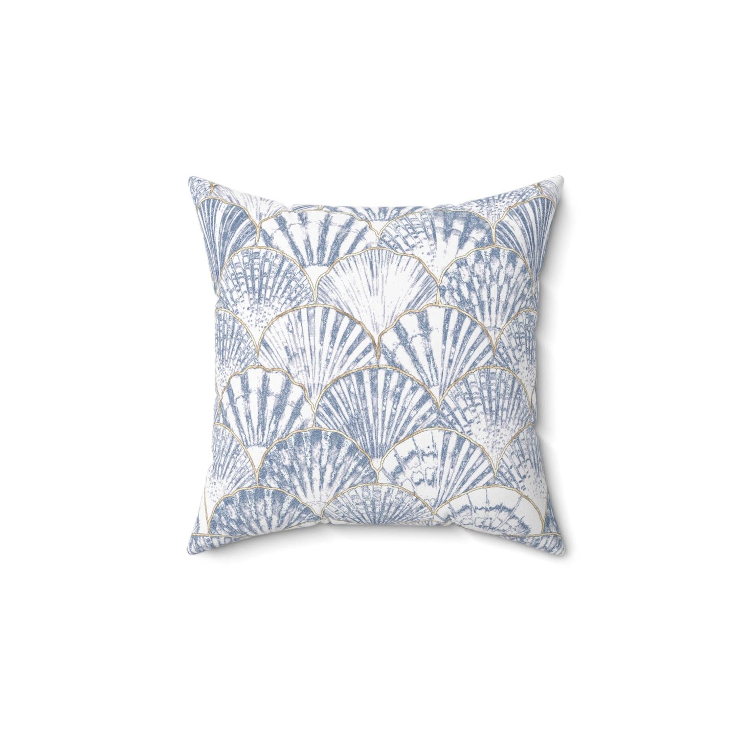 Blue Seashell Coastal Pillow