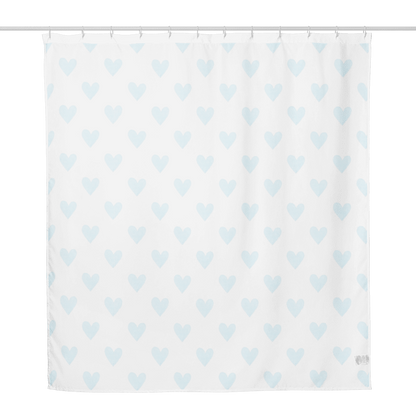 Baby Blue Hearts Print Shower Curtain