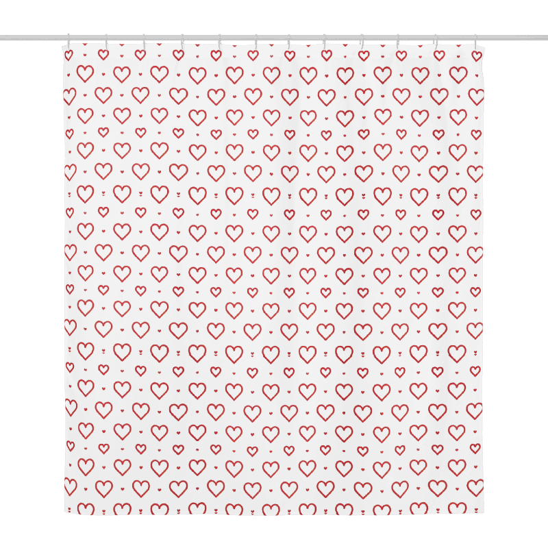 Red Hearts Print Shower Curtain