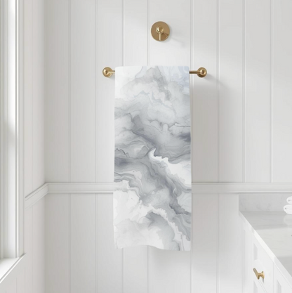 Abstract Grey & White Marble Bath Towel