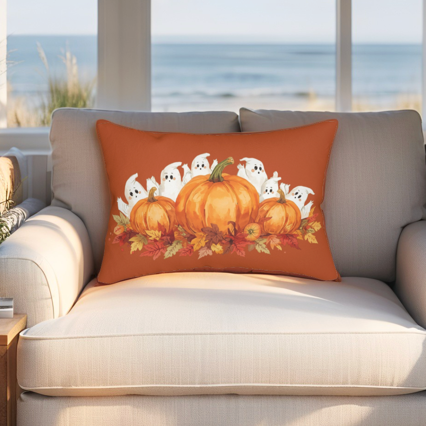 Ghost & Pumpkin Throw Pillow