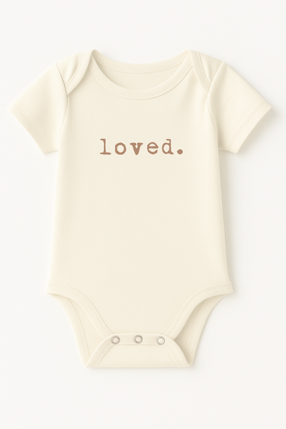 Loved. Clay Organic Cotton Baby Bodysuit Short Sleeve