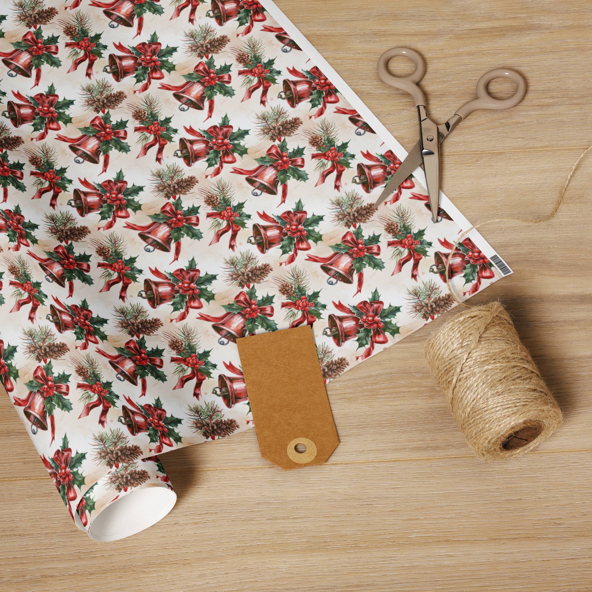 Elegant Bells and Bows Wrapping Paper Roll | Wrapping Paper – Coral ...